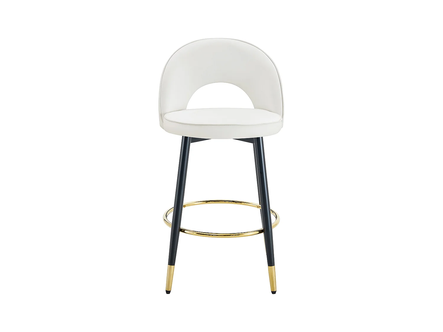 Lot de 2 tabourets de bar - Tabouret de bar pivotant avec dossier et repose-pieds en métal - blanc PU - pour salles à manger et terrasses