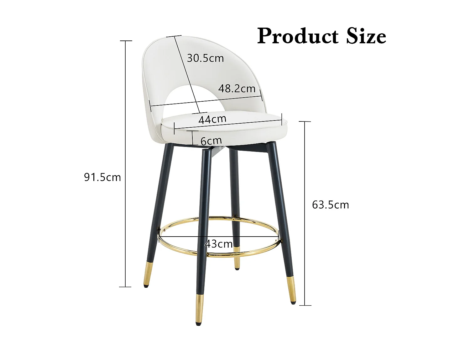 Lot de 2 tabourets de bar - Tabouret de bar pivotant avec dossier et repose-pieds en métal - blanc PU - pour salles à manger et terrasses
