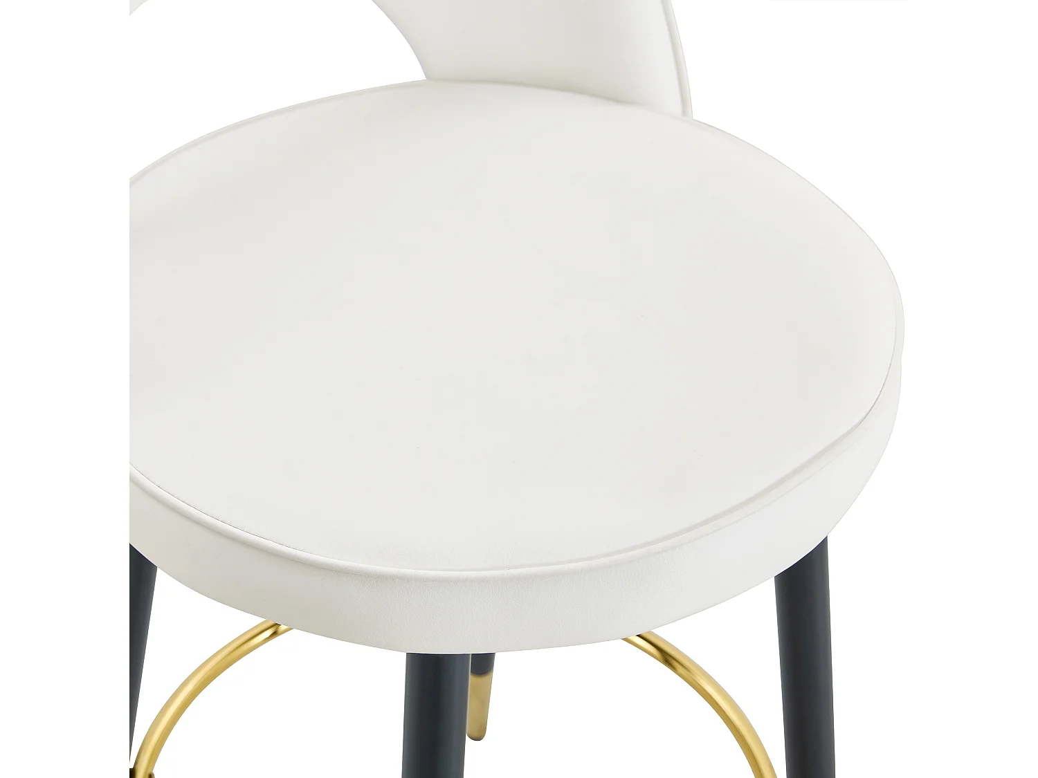 Lot de 2 tabourets de bar - Tabouret de bar pivotant avec dossier et repose-pieds en métal - blanc PU - pour salles à manger et terrasses