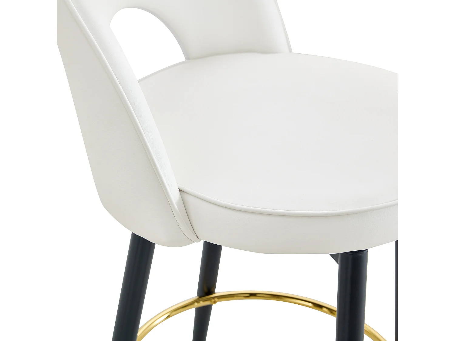 Lot de 2 tabourets de bar - Tabouret de bar pivotant avec dossier et repose-pieds en métal - blanc PU - pour salles à manger et terrasses