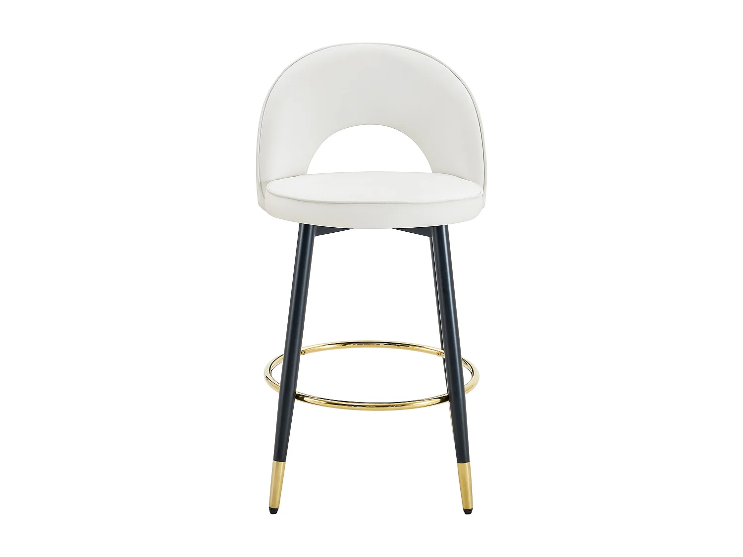 Lot de 2 tabourets de bar - Tabouret de bar pivotant avec dossier et repose-pieds en métal - blanc PU - pour salles à manger et terrasses