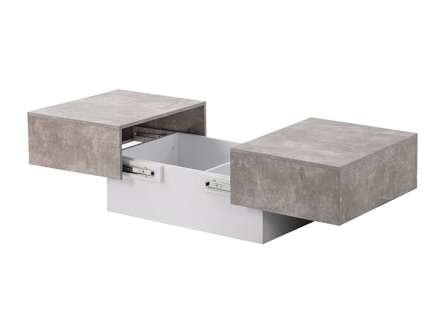 Table basse grise - Table basse avec 2 espaces de rangement et plateau rétractable - pour le salon