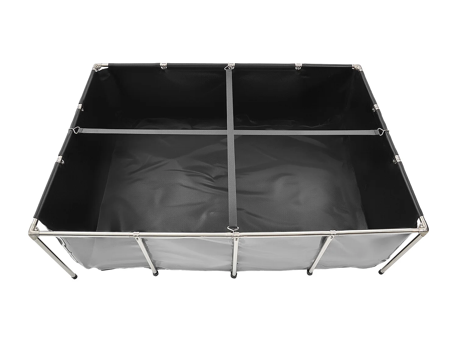 Bassin à Poissons SucceBuy en Toile, 1781,3 L, Aquarium à Koï en PVC avec Fenêtre d'Observation, Cadre en Acier Inoxydable et Robinet de Vidange