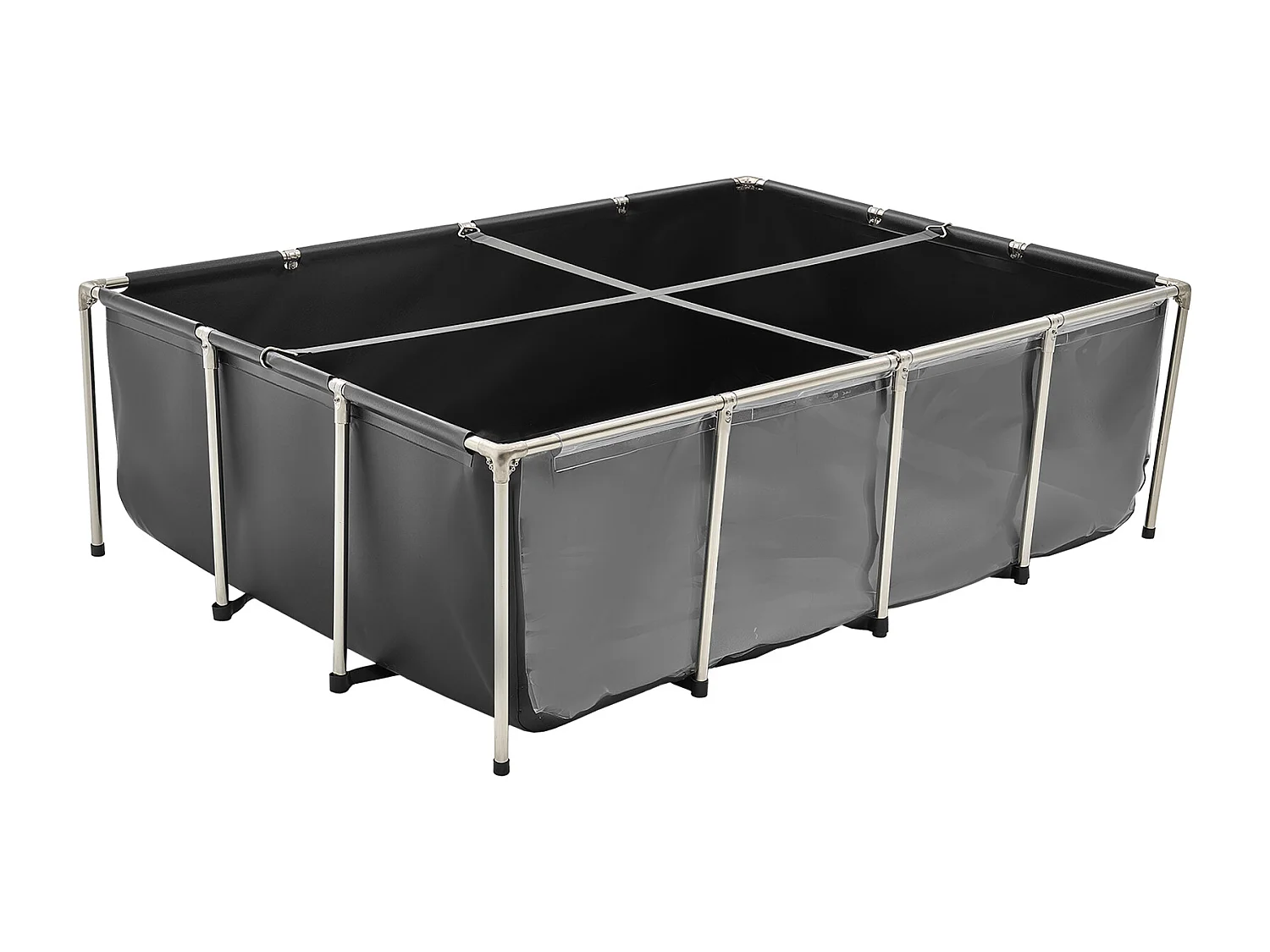 Bassin à Poissons SucceBuy en Toile, 1781,3 L, Aquarium à Koï en PVC avec Fenêtre d'Observation, Cadre en Acier Inoxydable et Robinet de Vidange