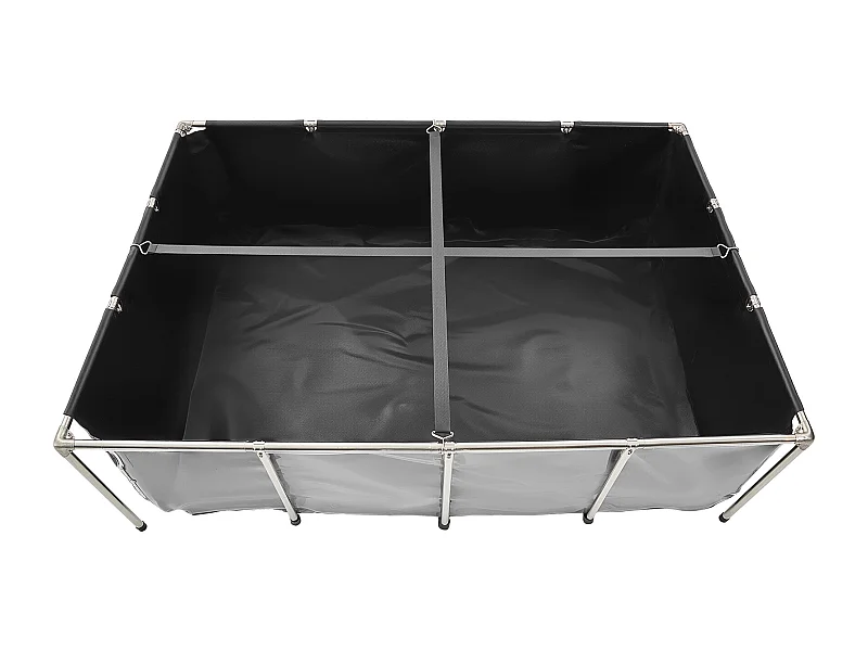 Bassin à Poissons SucceBuy en Toile, 1781,3 L, Aquarium à Koï en PVC avec Fenêtre d'Observation, Cadre en Acier Inoxydable et Robinet de Vidange