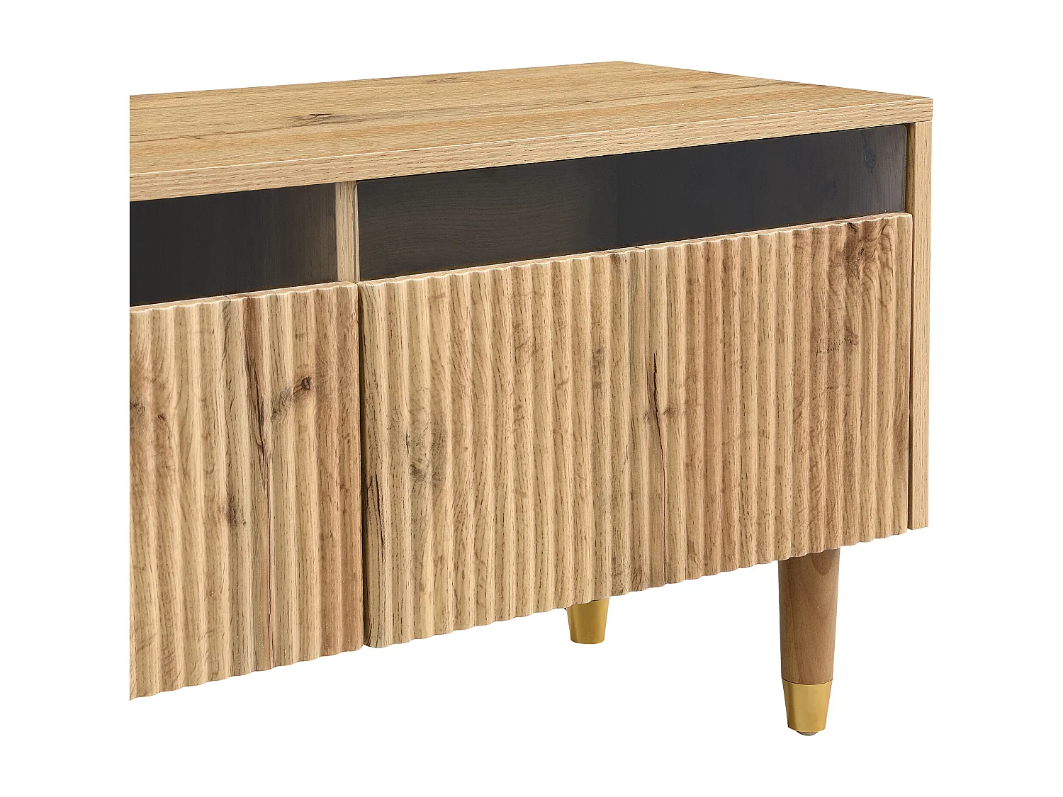 TV-meubel met 4 lades - TV-meubel met LED-verlichting en 5 houten poten - hout - voor woonkamer