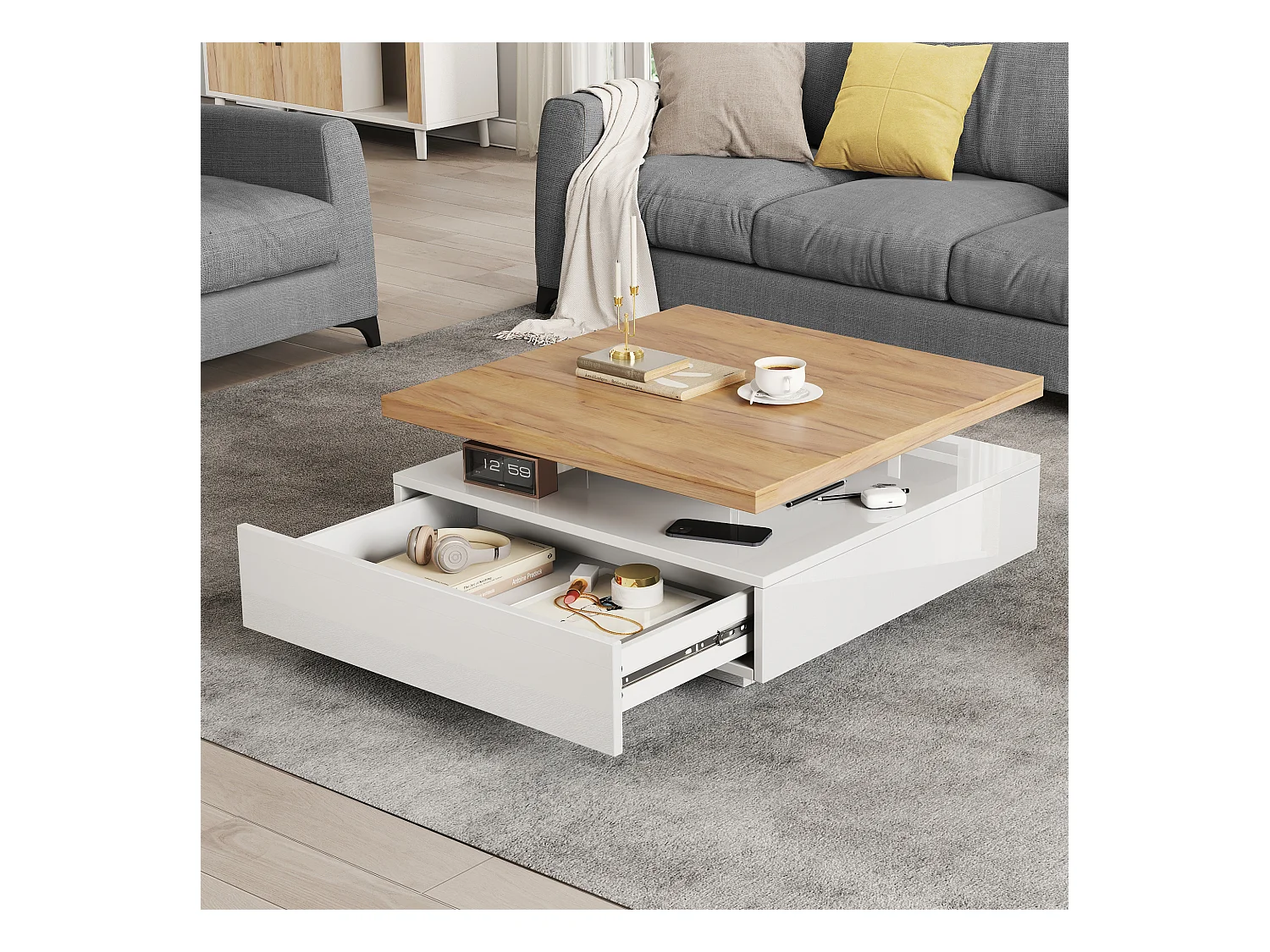 Lot de 2 tabourets de bar - Tabourets de bar avec dossier rembourré et capitonnage à boutons - velours bleu