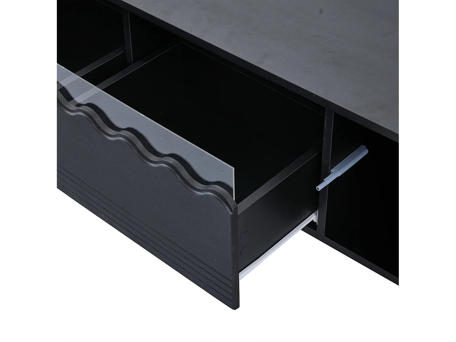 Meuble TV noir à 6 pieds - Meuble TV avec 2 tiroirs et 2 portes - pour salon