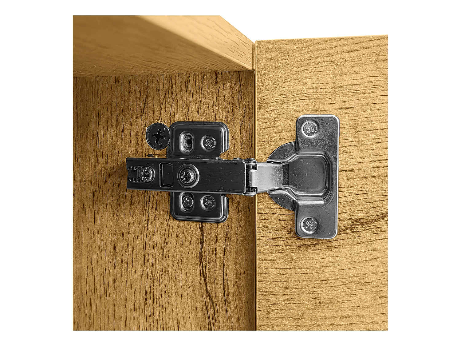 Meuble TV bois - Meuble TV trois portes avec pieds métalliques en U - rangement ouvert - pour salon