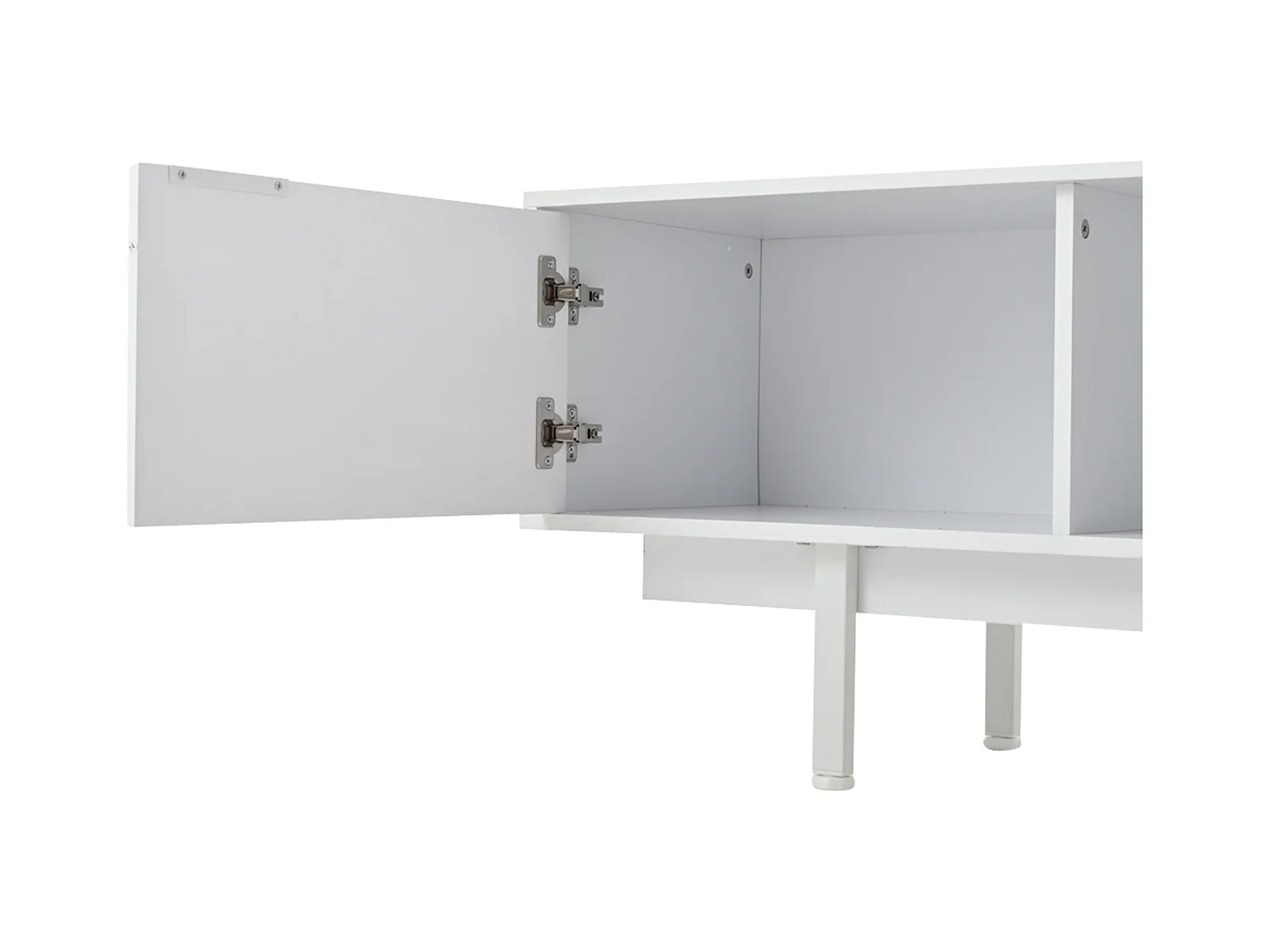 Meuble TV blanc - Meuble TV avec 2 portes et 2 tiroirs - rangement ouvert - pour salon