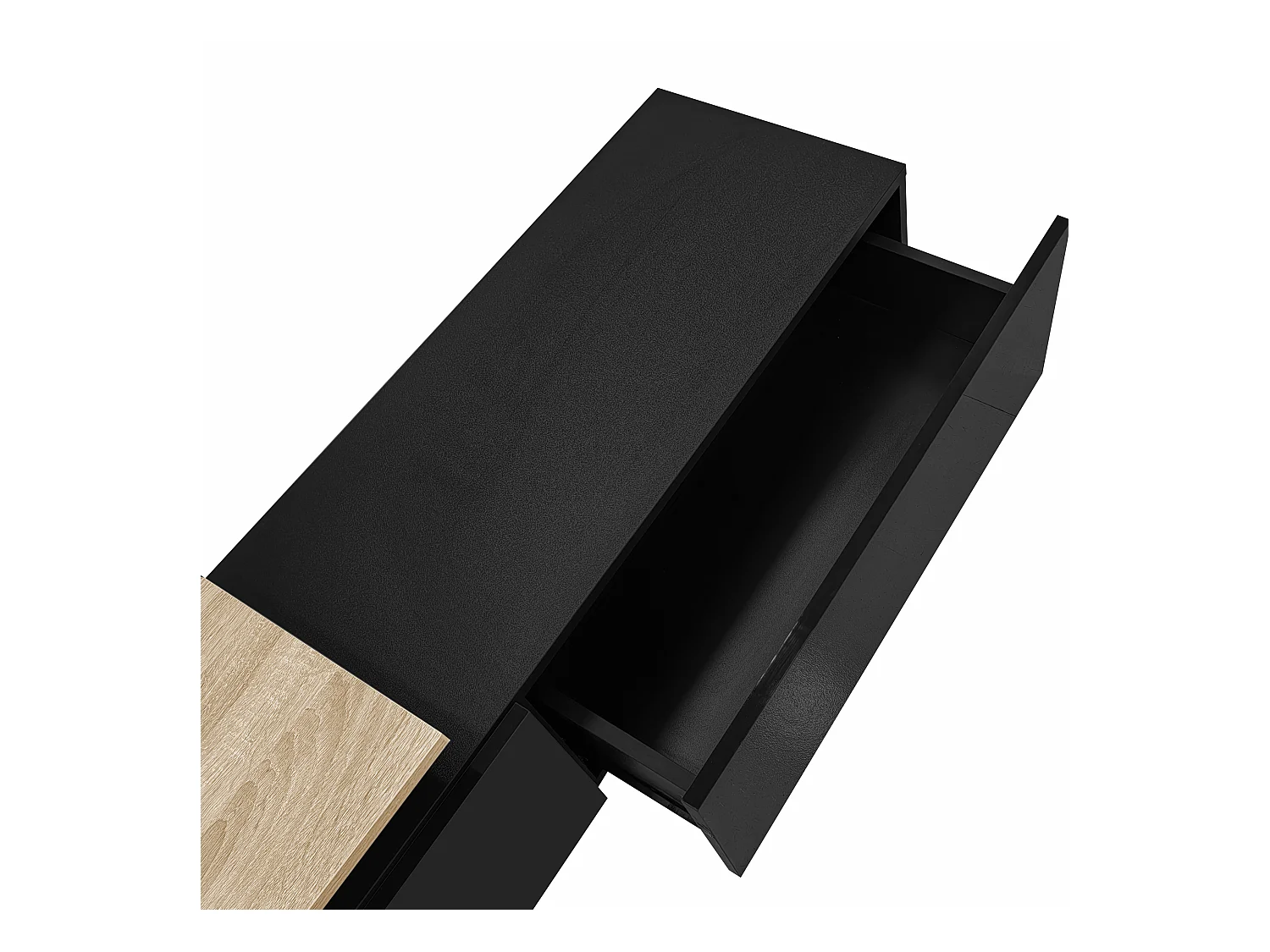 Meuble TV 2 tiroirs - Meuble TV avec éclairage LED et compartiments de rangement - noir