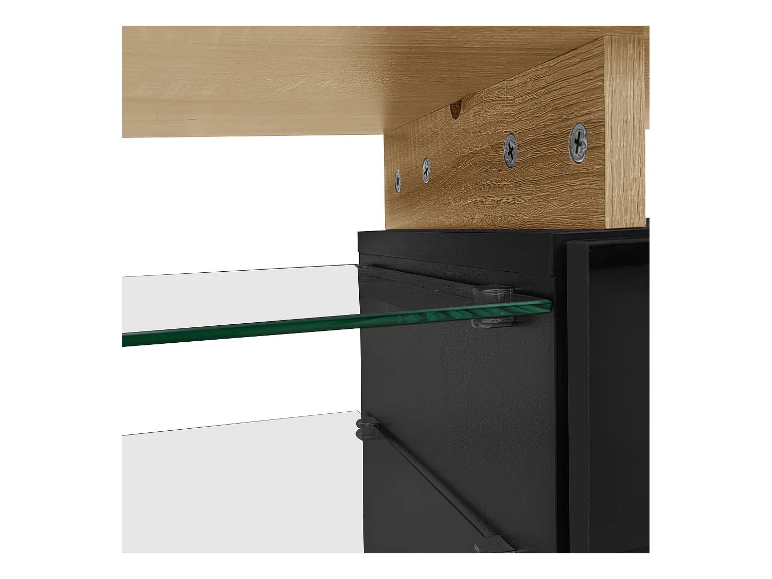 Meuble TV 2 tiroirs - Meuble TV avec éclairage LED et compartiments de rangement - noir