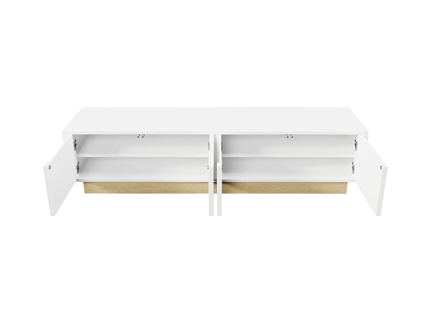 Meuble TV 4 portes - Meuble TV avec base en bois - blanc - pour salon