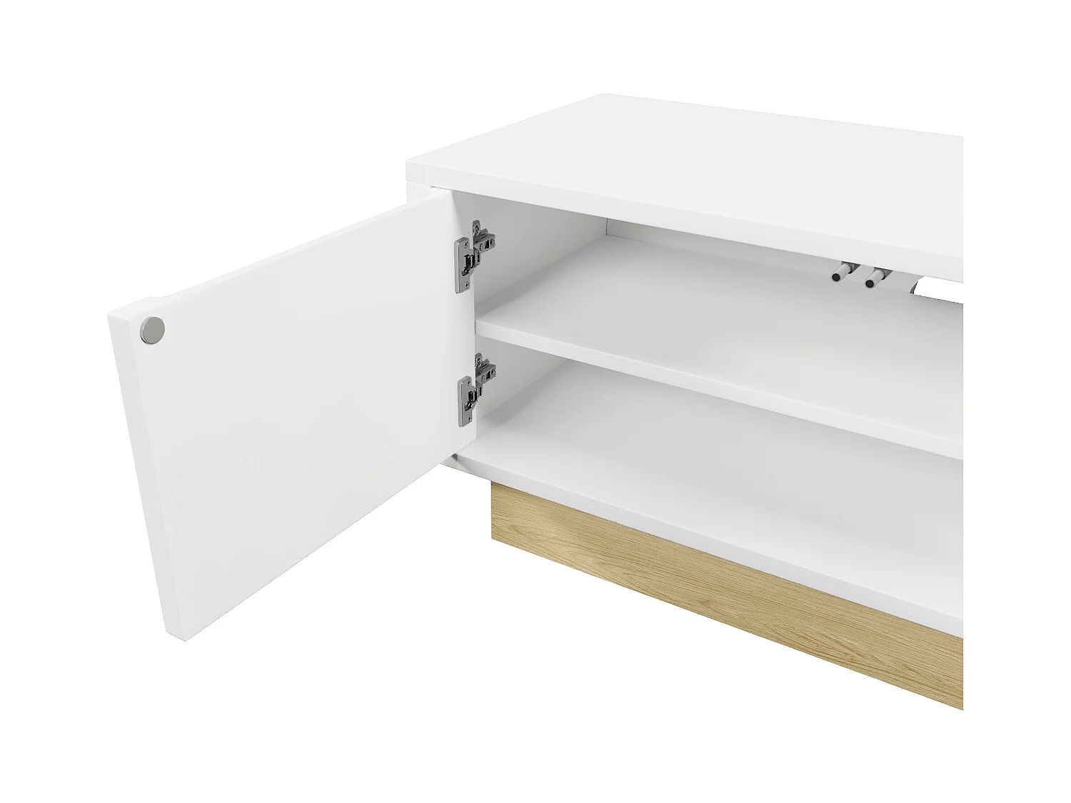 Meuble TV 4 portes - Meuble TV avec base en bois - blanc - pour salon