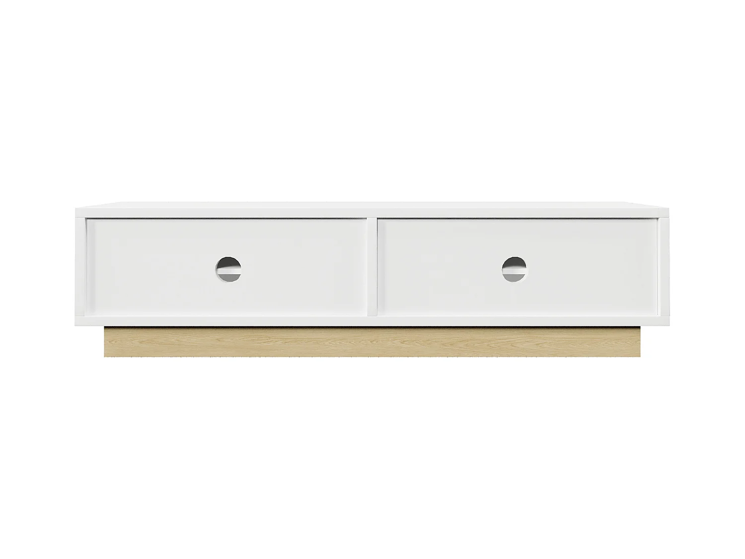 Meuble TV 4 portes - Meuble TV avec base en bois - blanc - pour salon