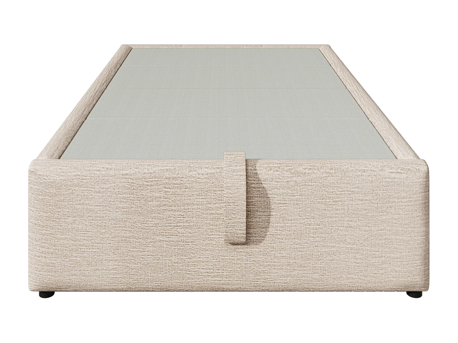 Lit coffre 90 x 190 cm - Lit enfant avec port USB et poche de rangement - lin beige - sans matelas