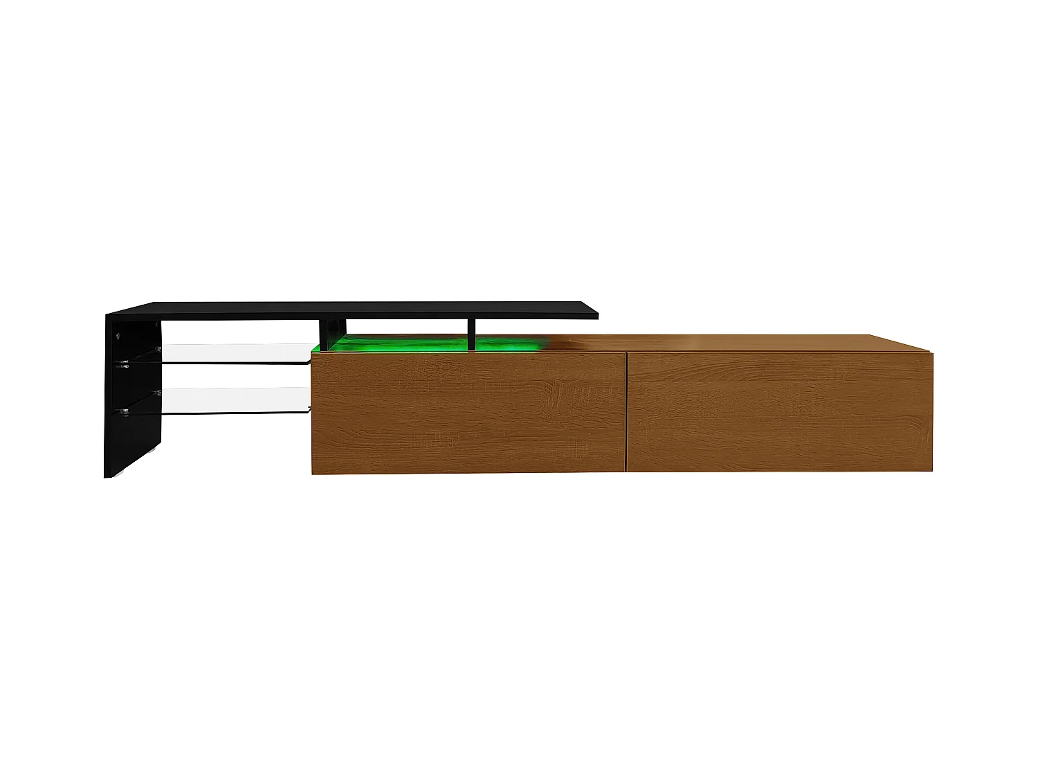 Meuble TV 2 tiroirs - Meuble TV avec éclairage LED et compartiments de rangement - bois