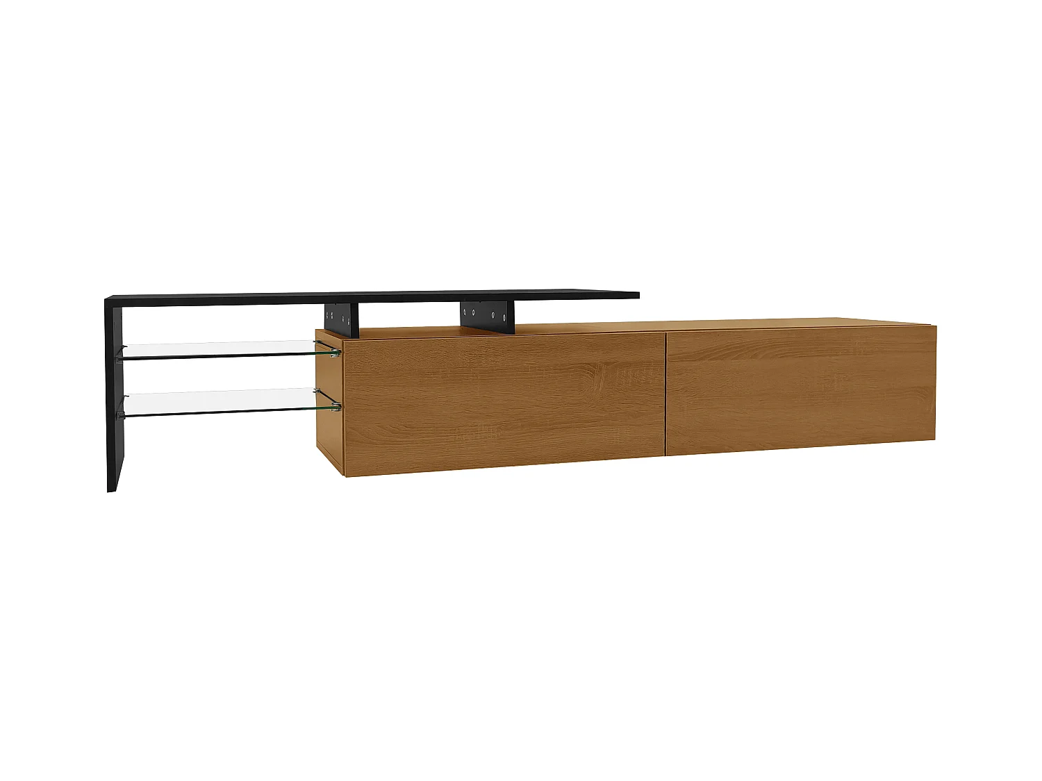 Meuble TV 2 tiroirs - Meuble TV avec éclairage LED et compartiments de rangement - bois
