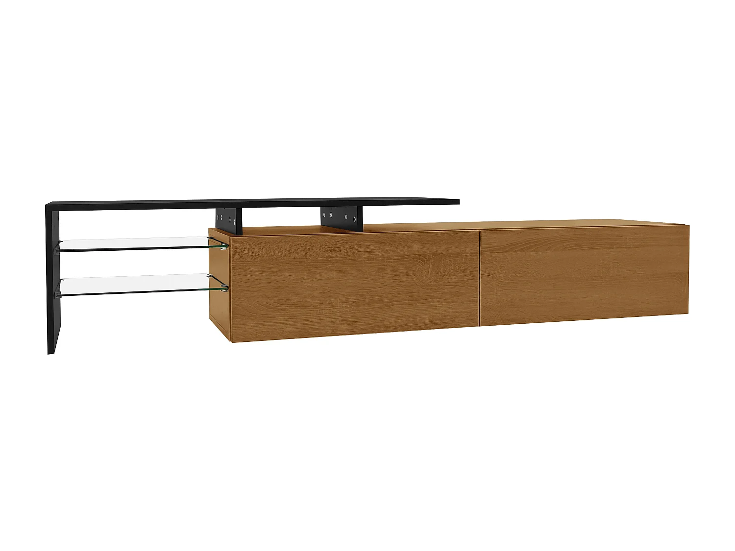 Meuble TV 2 tiroirs - Meuble TV avec éclairage LED et compartiments de rangement - bois