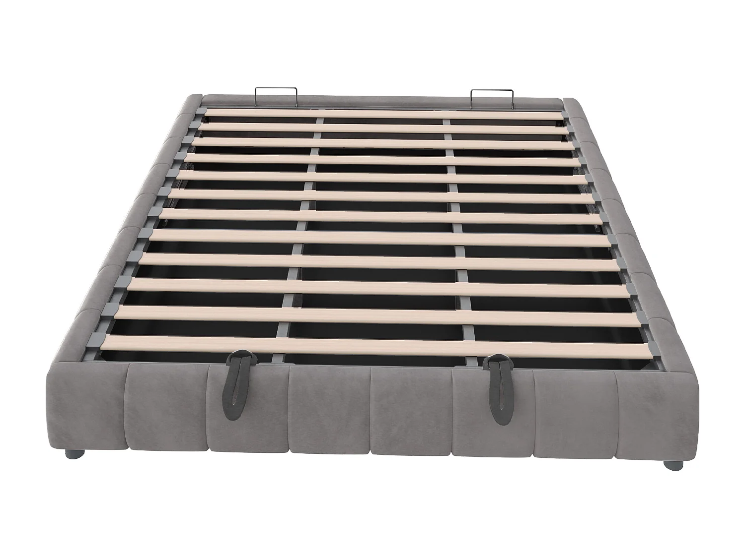 Lit coffre 180 x 200 cm - Lit adulte avec éclairage LED et rangement - flanelle gris - sans matelas