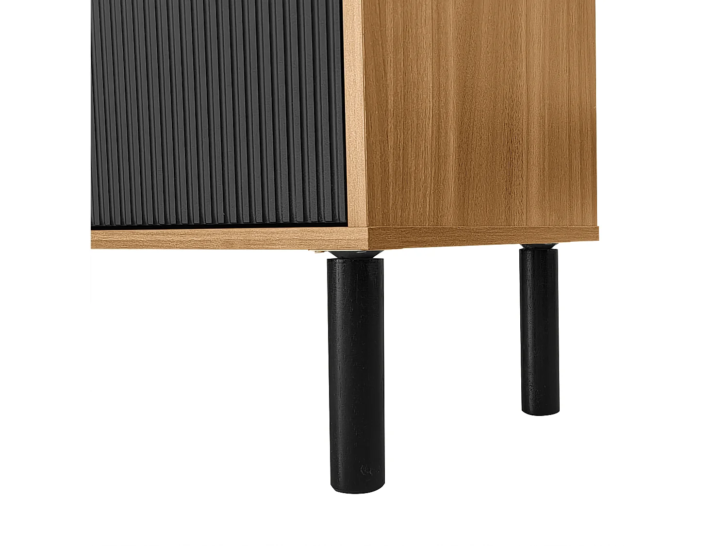 Meuble TV noir et bois - Meuble TV 4 portes avec pieds en bois - pour salon