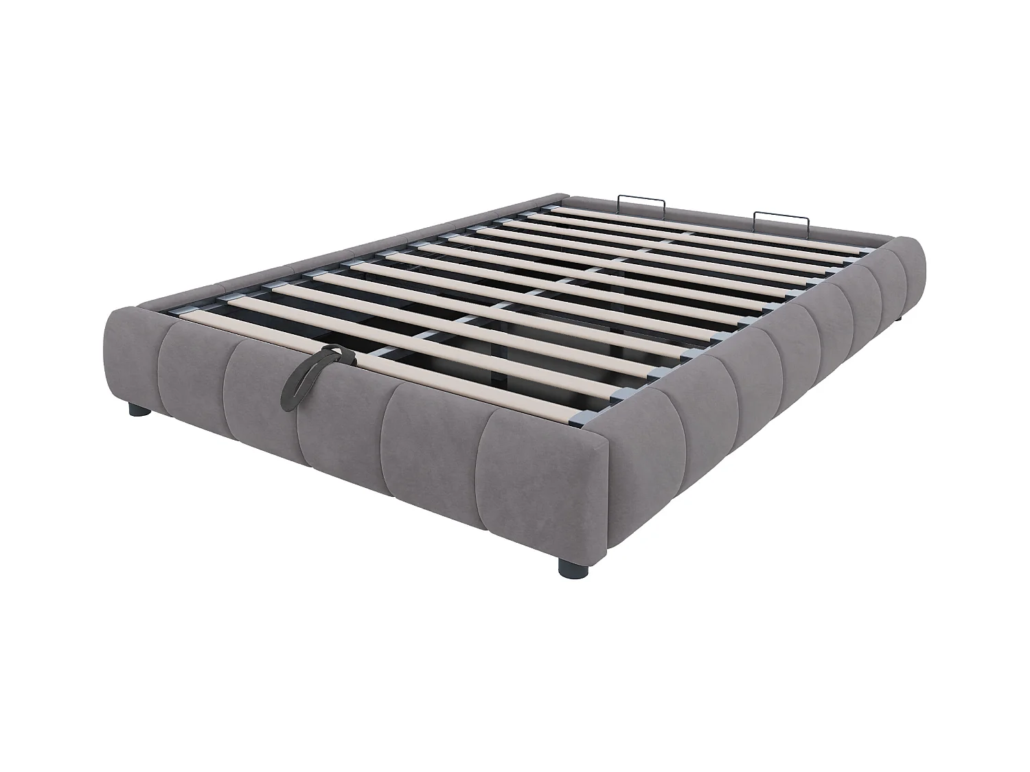 Lit coffre 140 x 200 cm - Lit adulte avec éclairage LED et rangement - flanelle gris - sans matelas