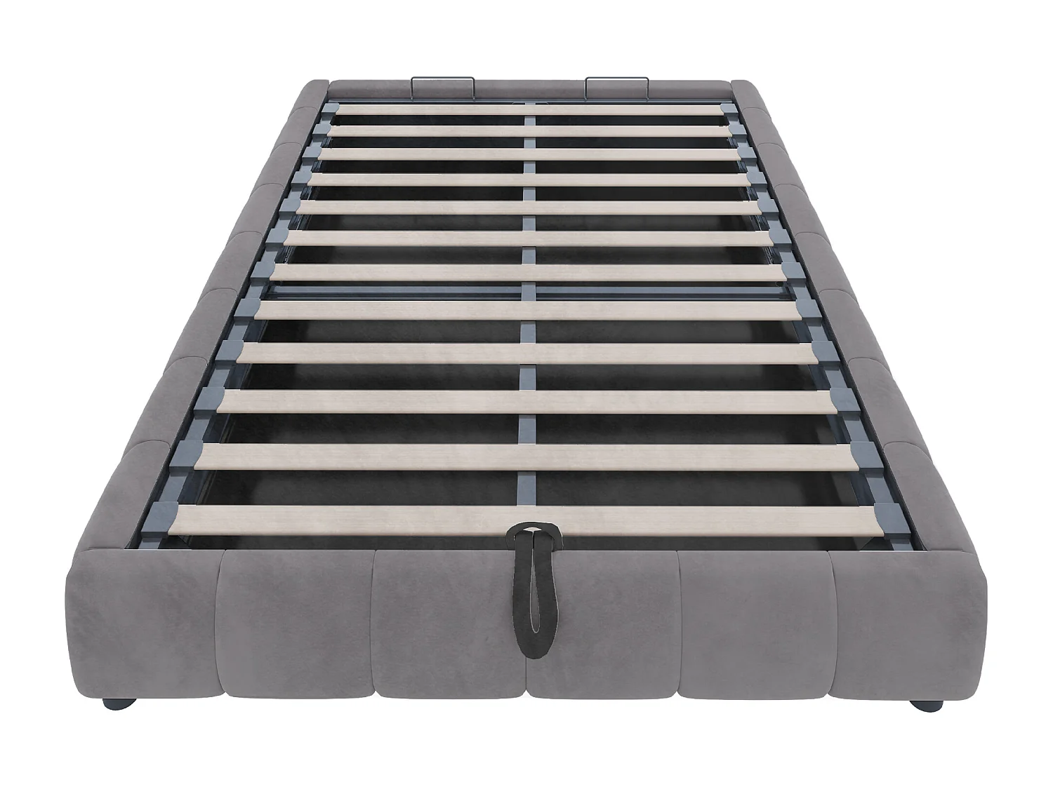Lit coffre 140 x 200 cm - Lit adulte avec éclairage LED et rangement - flanelle gris - sans matelas