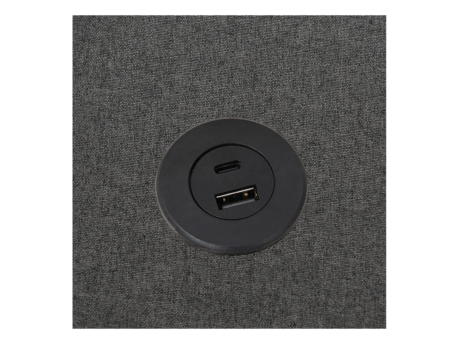 Lit coffre 160 x 200 cm - Lit enfant avec port USB et poche de rangement - lin gris - sans matelas