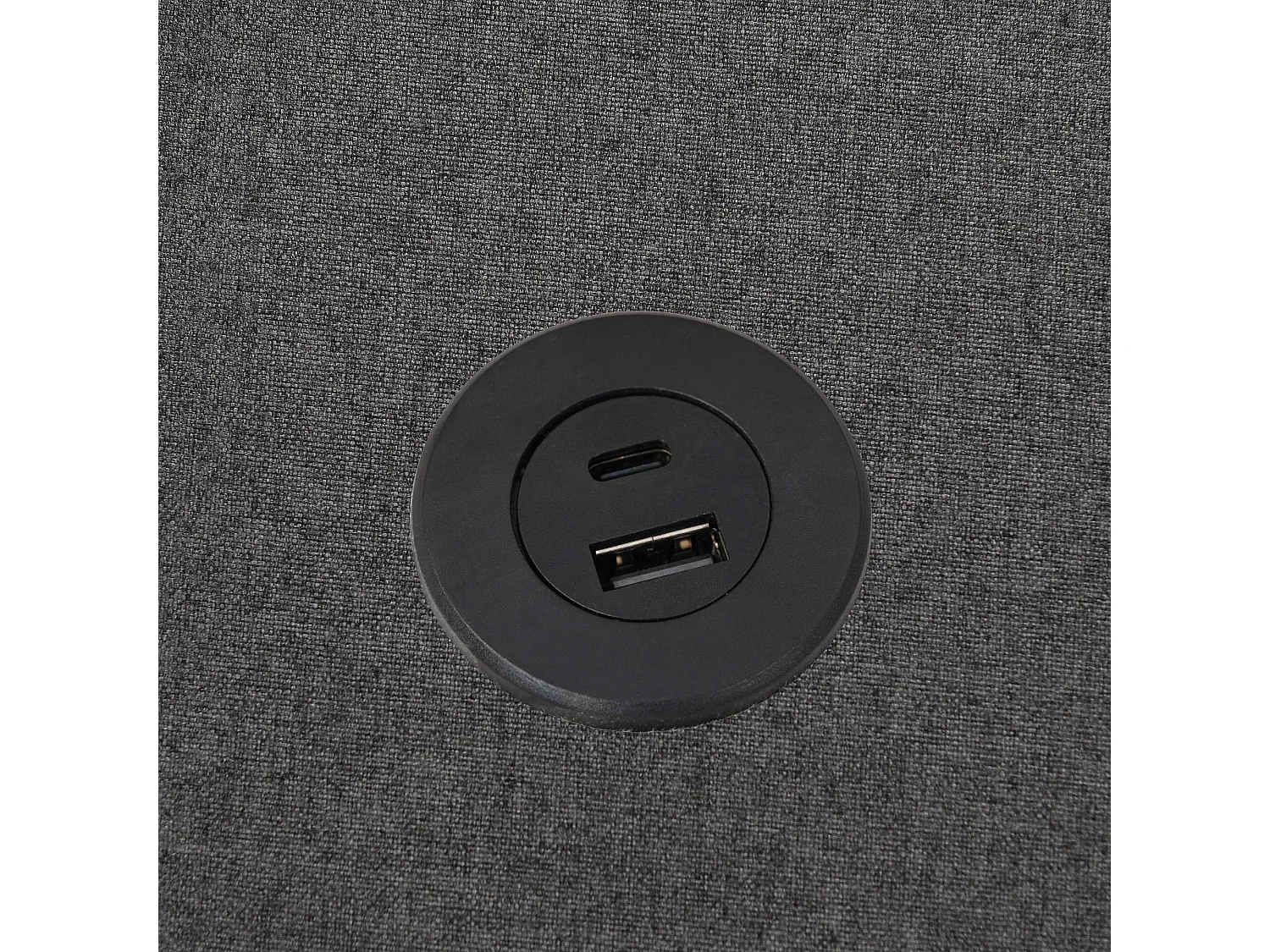 Łóżko 160 x 200 cm z pojemnikiem - Łóżko dziecięce z portem USB i kieszenią - szary len - bez materaca