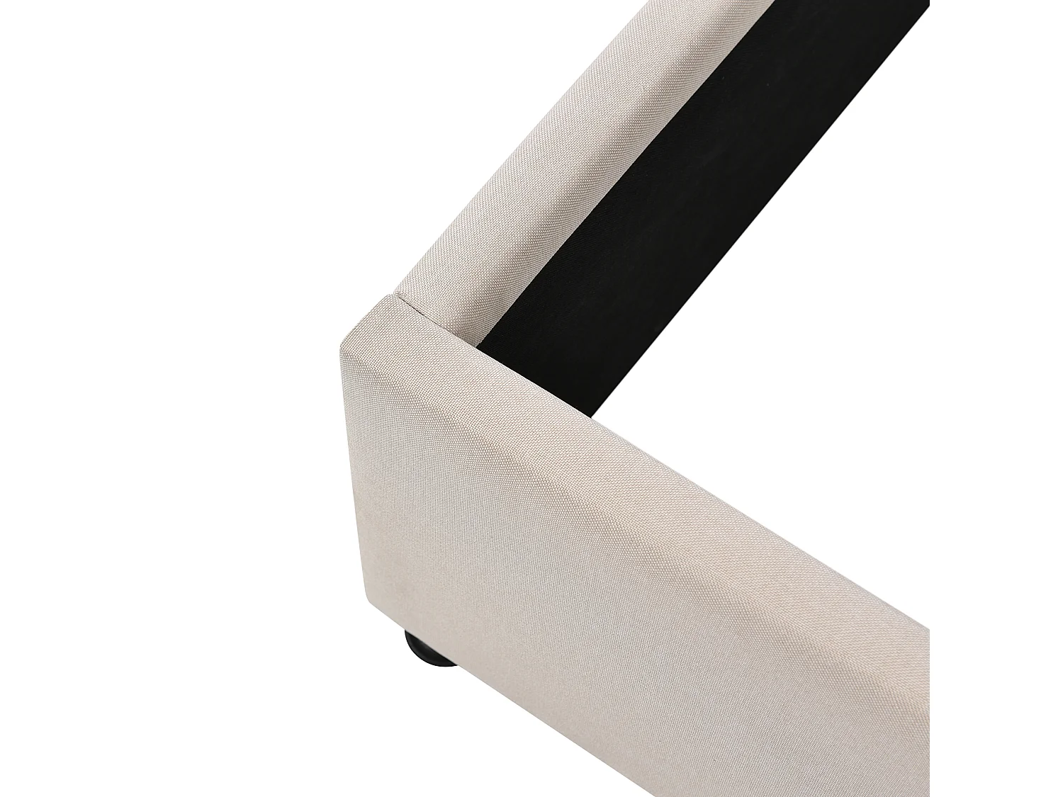 Lit coffre 160 x 200 cm - Lit adulte avec dossier rembourré - lin beige - sans matelas