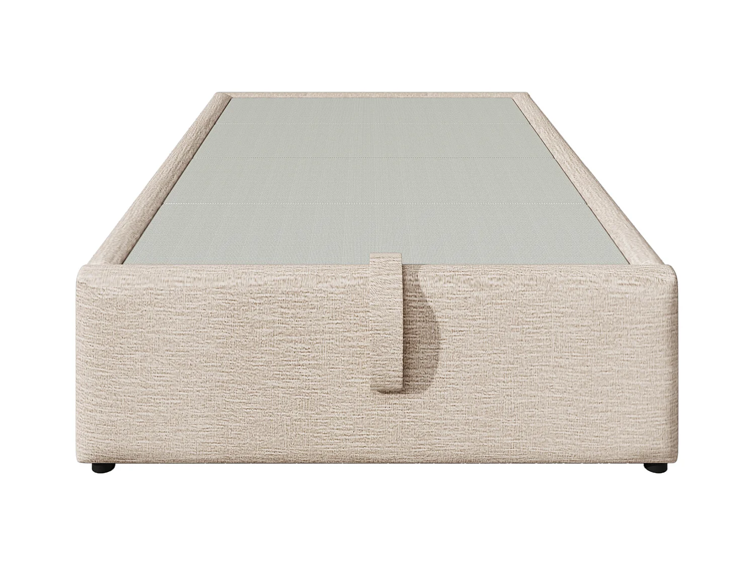 Lit coffre 90 x 200 cm - Lit enfant avec port USB et poche de rangement - lin beige - sans matelas