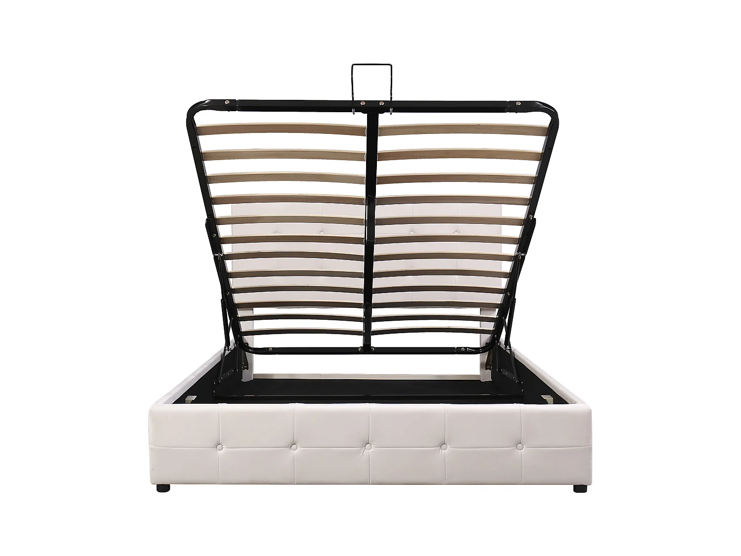 Cama com arrumação de 140 x 200 cm - Cama de casal com cabeceira ajustável em altura - veludo branco - sem colchão