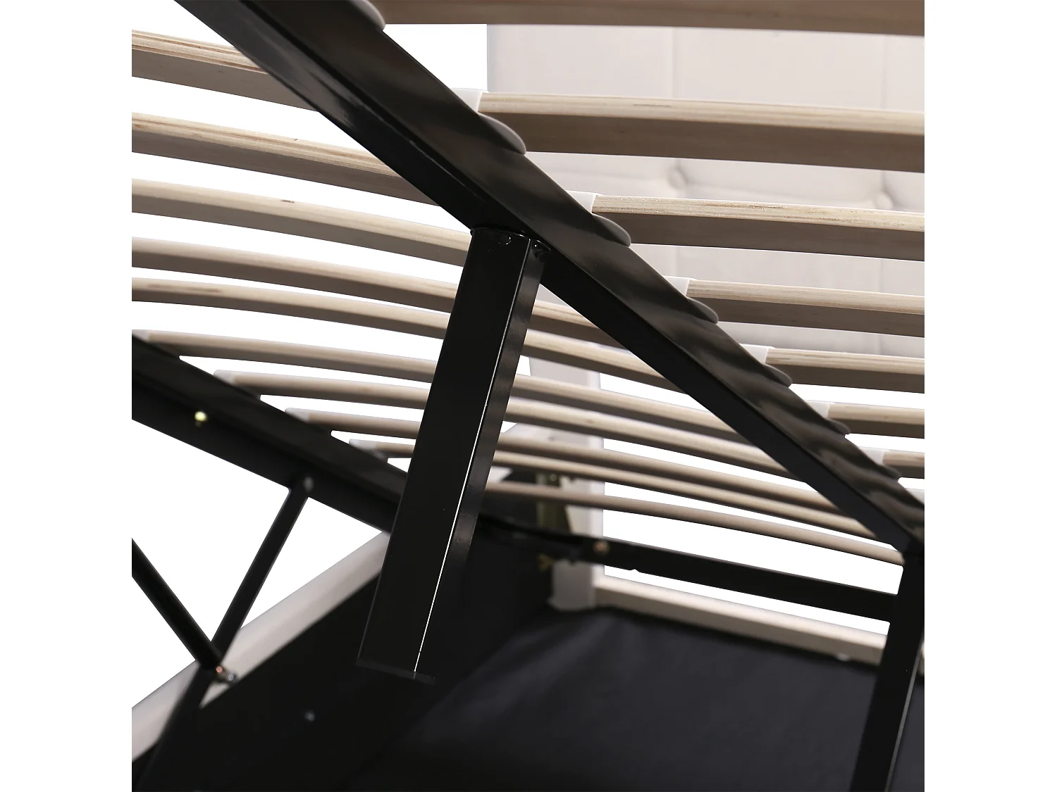 Lit coffre 140 x 200 cm - Lit double avec tête de lit réglable en hauteur - velours blanc - sans matelas