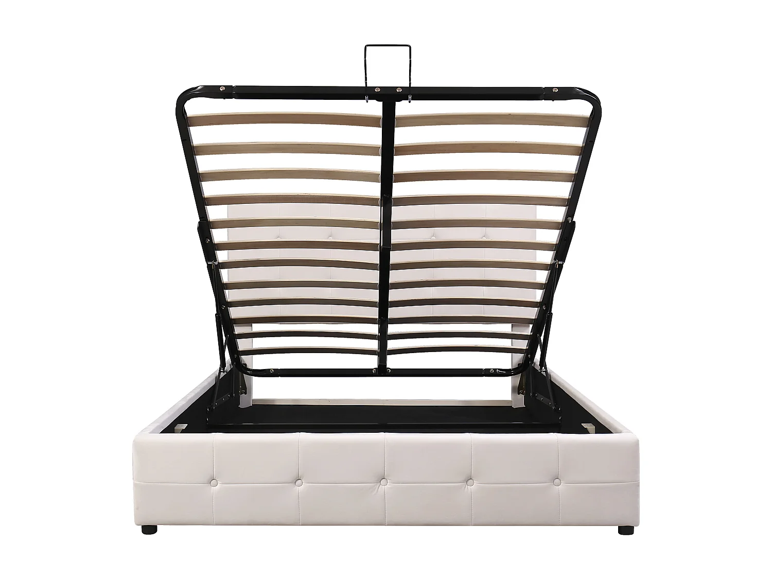 Lit coffre 140 x 200 cm - Lit double avec tête de lit réglable en hauteur - velours blanc - sans matelas