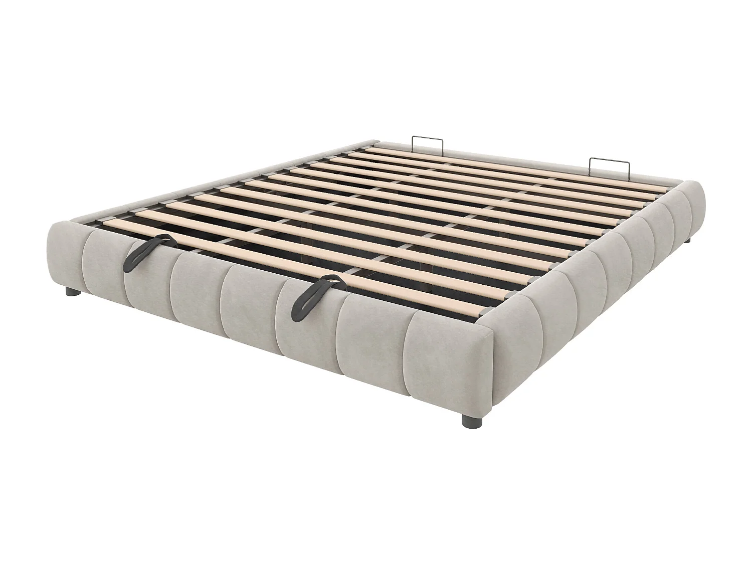 Lit coffre 180 x 200 cm - Lit adulte avec éclairage LED et rangement - flanelle beige - sans matelas