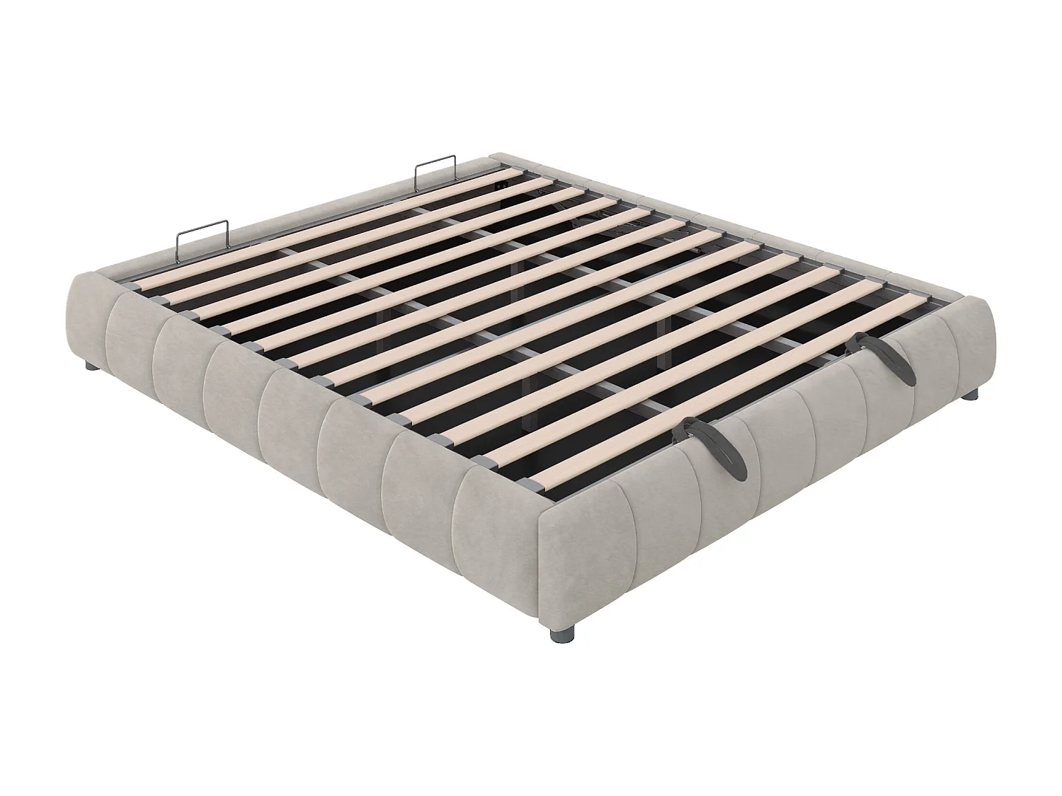 Lit coffre 180 x 200 cm - Lit adulte avec éclairage LED et rangement - flanelle beige - sans matelas
