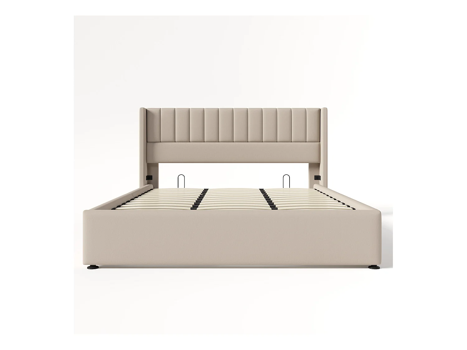 Cama com arrumação de 180 x 200 cm - Cama de adulto com encosto estofado - linho bege - sem colchão