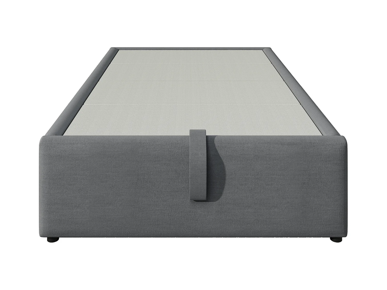 Lit coffre 90 x 200 cm - Lit enfant avec port USB et poche de rangement - lin gris - sans matelas