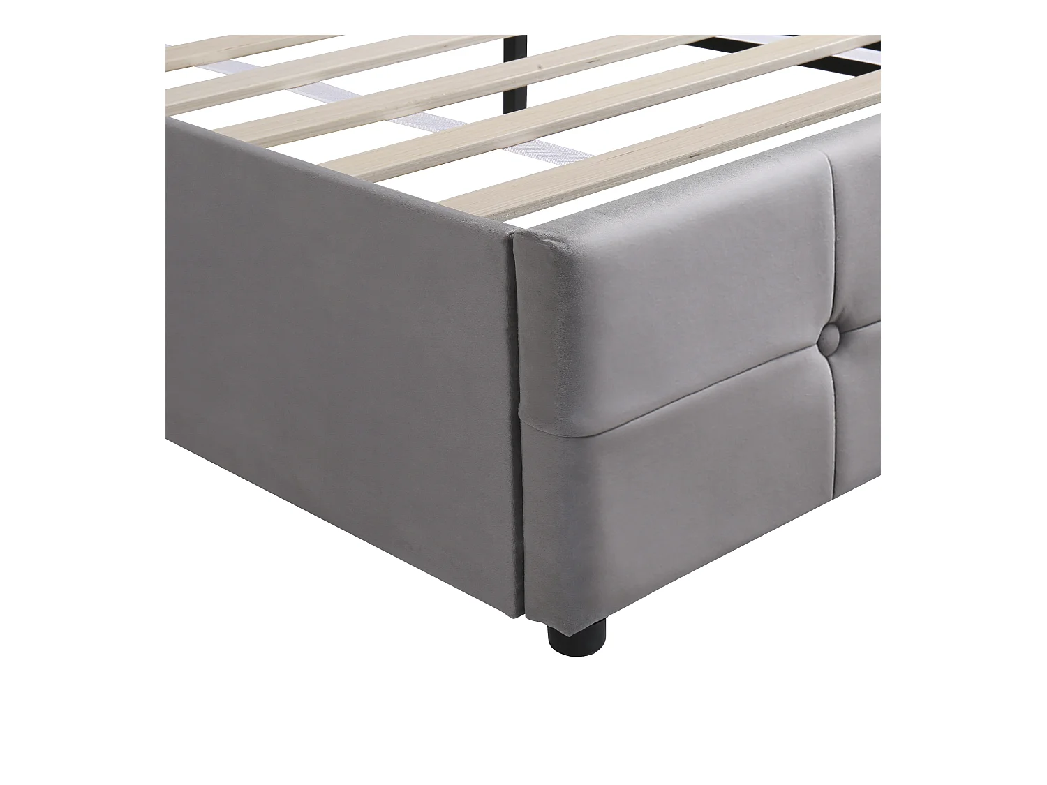 Łóżko z pojemnikiem 140 x 200 cm - Łóżko podwójne z regulowanym zagłówkiem - szary aksamit - bez materaca