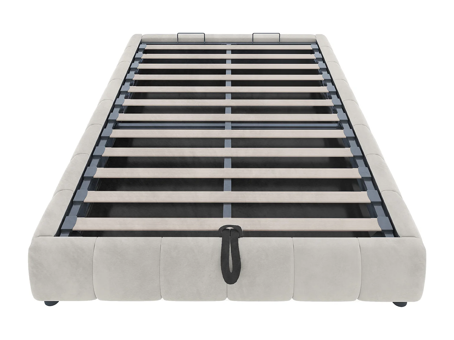 Lit coffre 140 x 200 cm - Lit adulte avec éclairage LED et rangement - flanelle beige - sans matelas