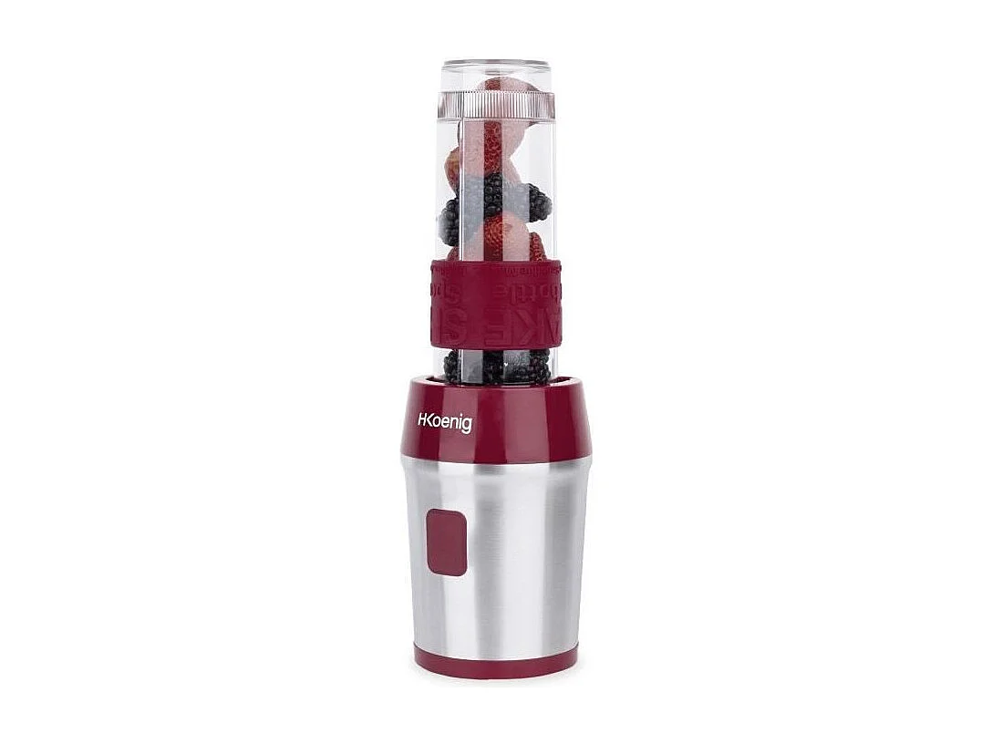 Mini blender - H.Koenig - SMOO10 - 300 W - 570 mL - Framboise - 2 gourdes incluses