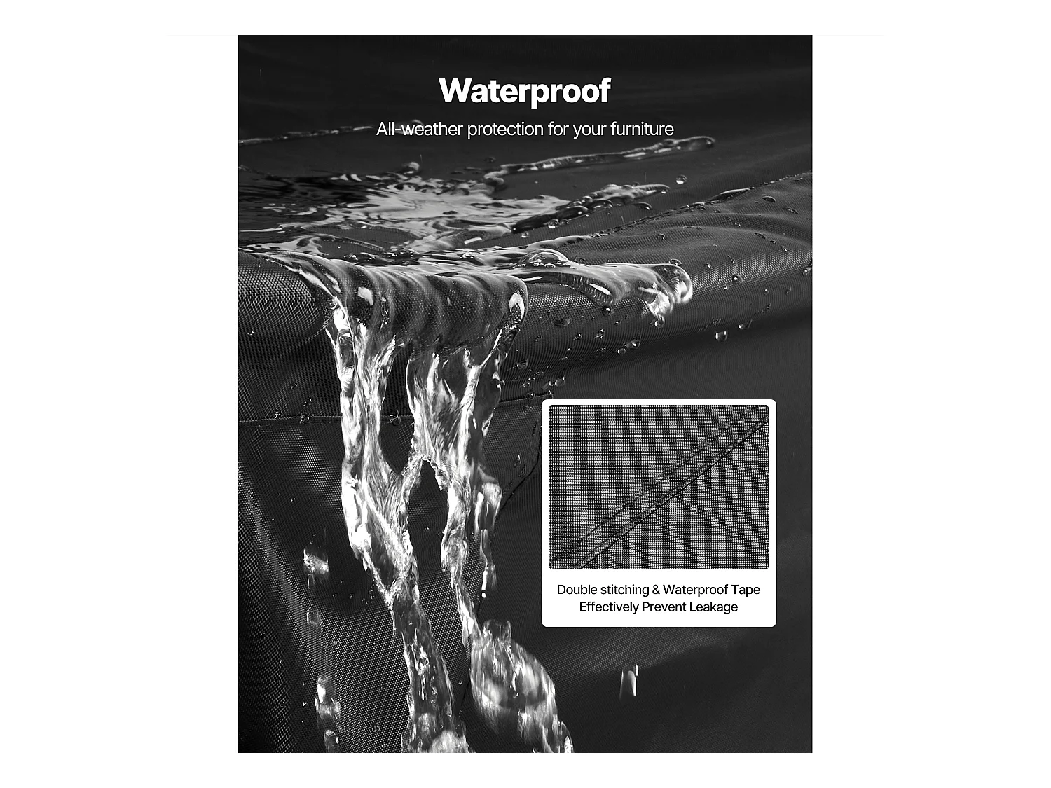 Housse de Meubles de Jardin SucceBuy, 249x198x81 cm, Bâche de Protection pour Mobiliers d’Extérieur en 420D Imperméable et Résistante, Toutes Saisons, Noir