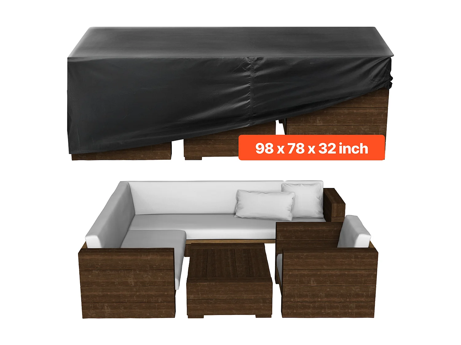 Housse de Meubles de Jardin SucceBuy, 249x198x81 cm, Bâche de Protection pour Mobiliers d’Extérieur en 420D Imperméable et Résistante, Toutes Saisons, Noir