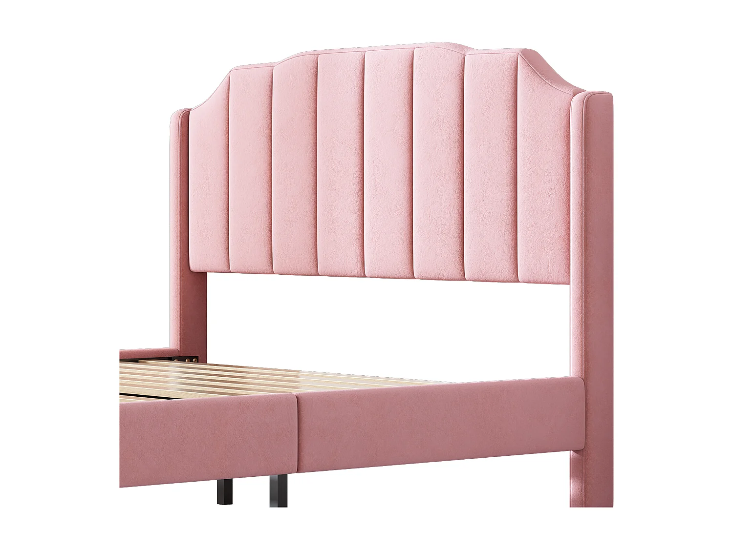 Cama adulto 140 x 200 cm - Cama doble con cabecero y pie de cama - terciopelo rosa - sin colchón