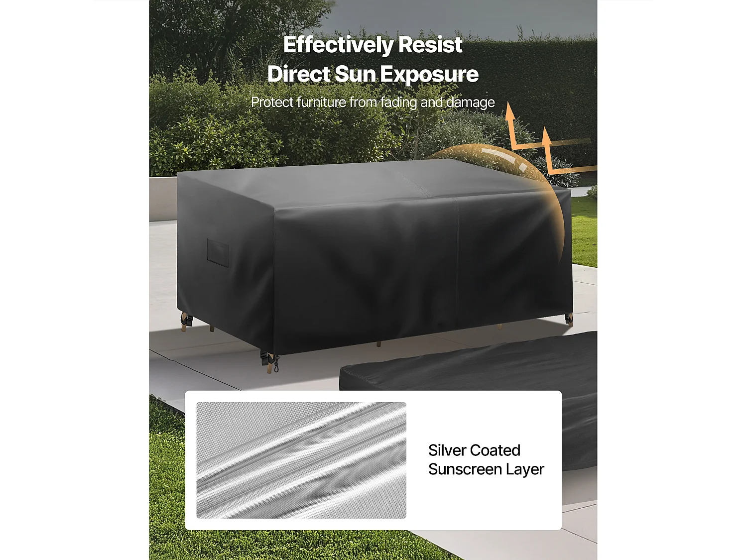 Housse de Meubles de Jardin SucceBuy, Lot de 4, Bâche de Protection pour Mobiliers d’Extérieur en 420D Imperméable et Résistante, Toutes Saisons, Noir