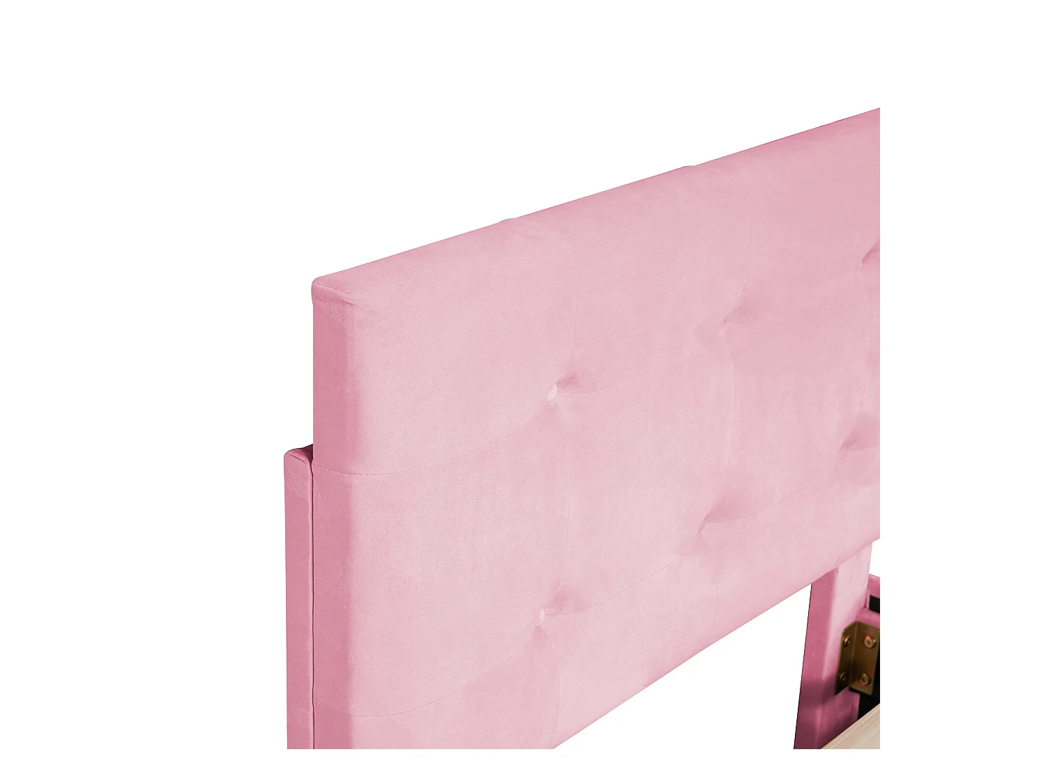 Lit enfant 90 x 200 cm - Lit ado avec 2 tiroirs et dossier - velours rose - sans matelas