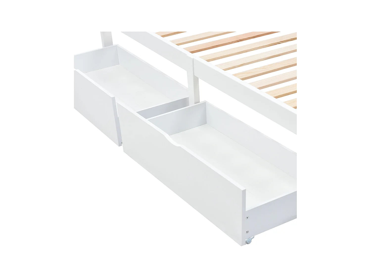 Cama infantil 90 x 200 cm - Cama juvenil com 2 gavetas - Madeira branca - sem colchão