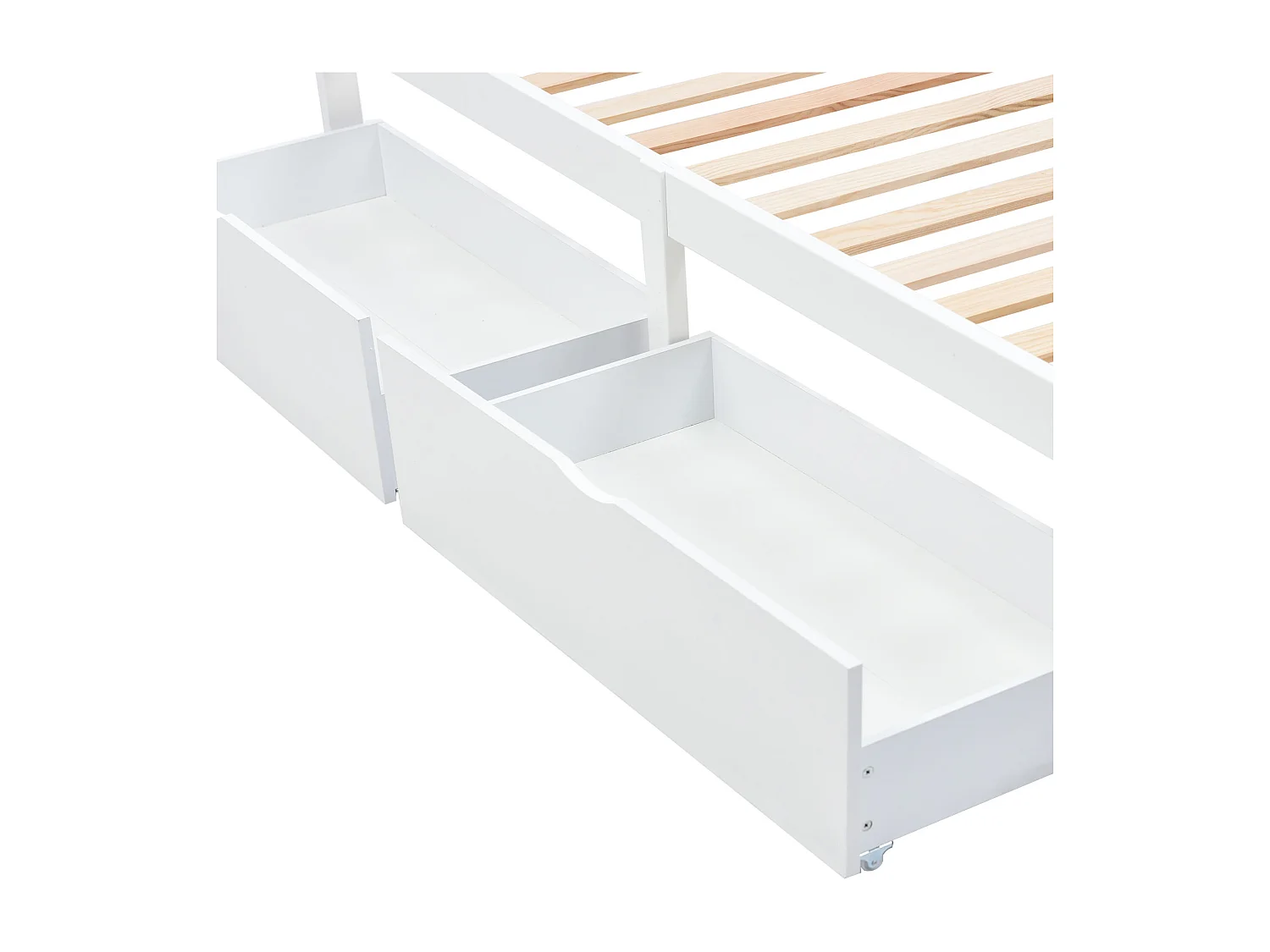 Łóżko dziecięce 90 x 200 cm - Łóżko młodzieżowe z 2 szufladami - Białe drewno - bez materaca