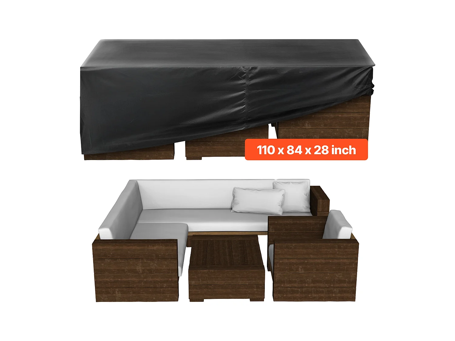 Housse de Meubles de Jardin SucceBuy, 279x213x71 cm, Bâche de Protection pour Mobiliers d’Extérieur en 420D Imperméable et Résistante, Toutes Saisons, Noir