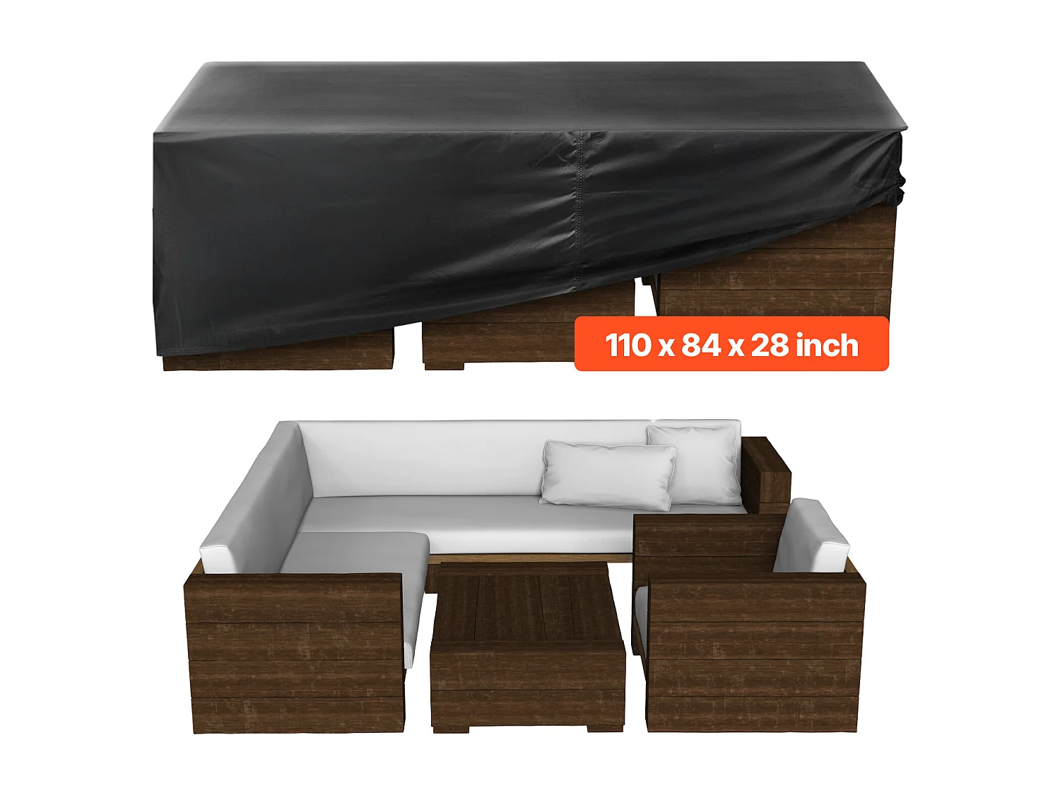 Housse de Meubles de Jardin SucceBuy, 279x213x71 cm, Bâche de Protection pour Mobiliers d’Extérieur en 420D Imperméable et Résistante, Toutes Saisons, Noir